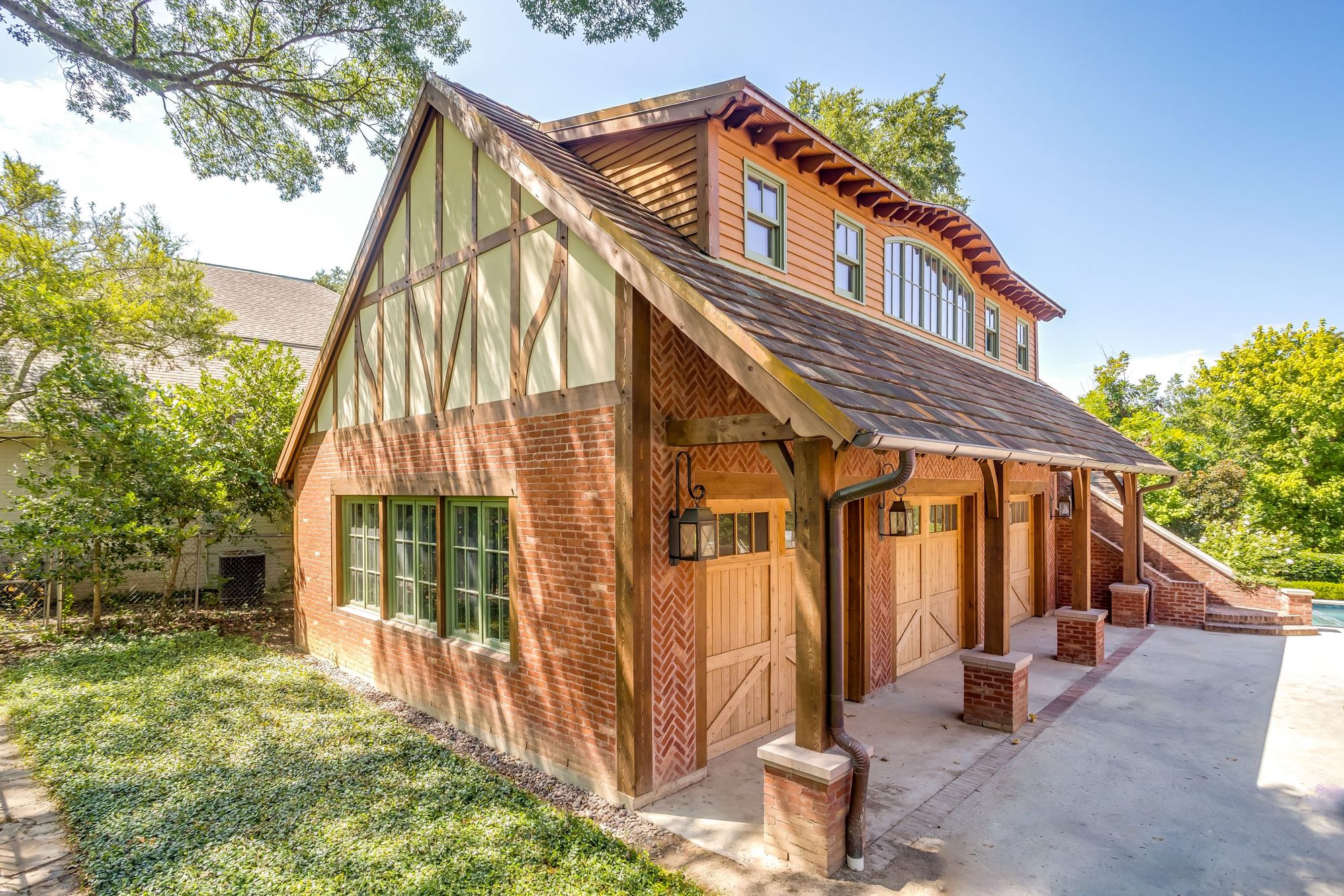 Carriage house with half-timbered gable